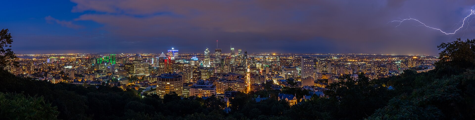 Montreal skyline at dusk, seen from Mount Royal